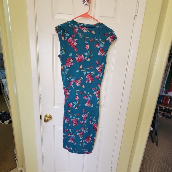 TALBOTS S curvy draped floral professional dress modest - Picture 2 of 13